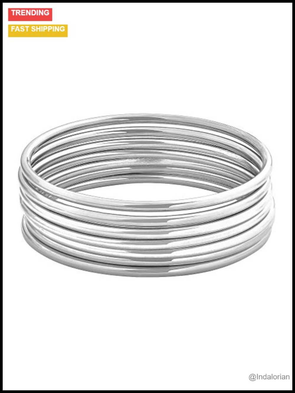 7pc Stainless Steel Thin Round Bangle Bracelet Set Women Hypoallergenic